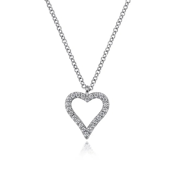 14K W Gold 0.11cttw Diamond Heart Pendant - Walter Bauman Jewelers