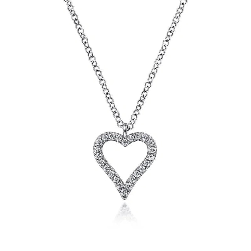 14K W Gold 0.11cttw Diamond Heart Pendant - Walter Bauman Jewelers