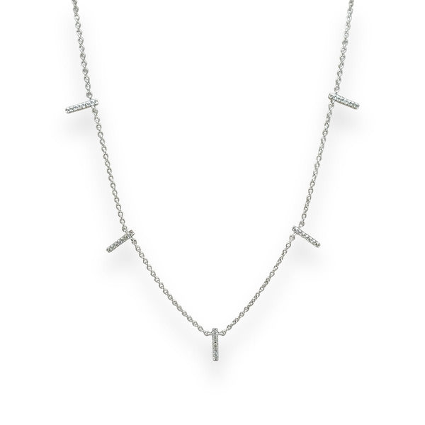 14K W Gold 0.16ct H/SI1 Diamond Bar Station Necklace - Walter Bauman Jewelers