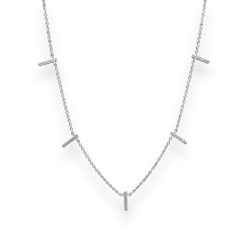 14K W Gold 0.16ct H/SI1 Diamond Bar Station Necklace - Walter Bauman Jewelers