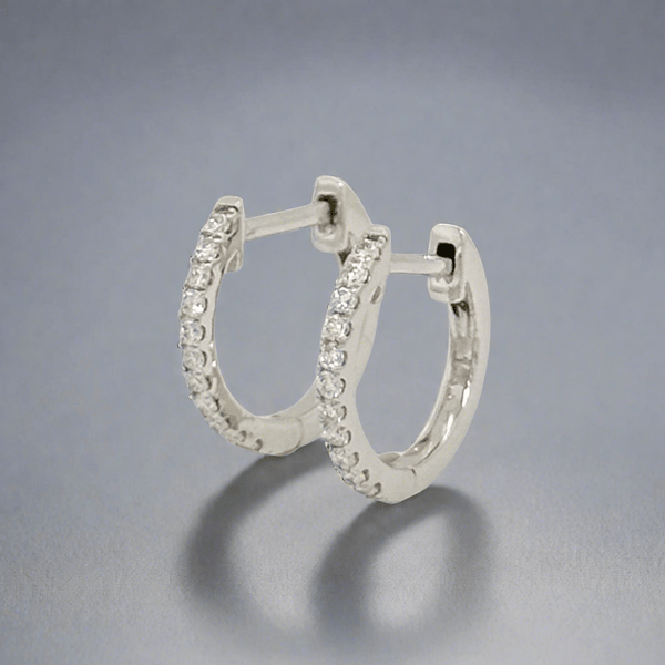 14K W Gold 0.17ctw H/SI2 Diamond Hoop Earrings - Walter Bauman Jewelers