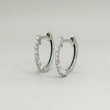 14K W Gold 0.17ctw H/SI2 Small Diamond Hoop Earrings - Walter Bauman Jewelers