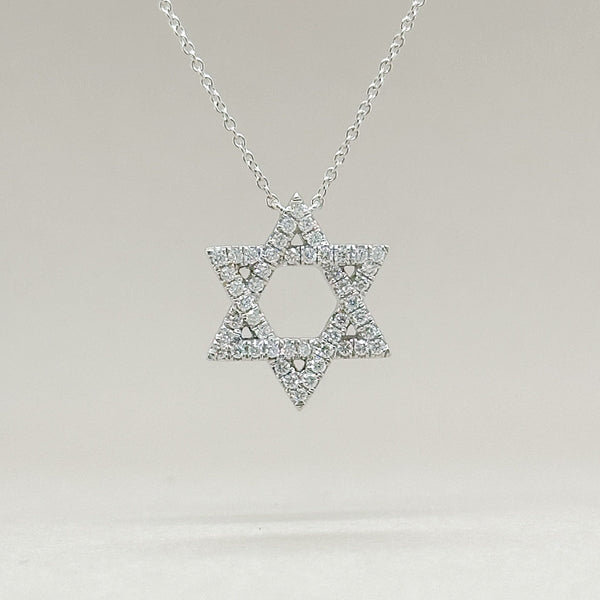 14K W Gold 0.28ctw H/SI1 Star Of David Diamond Pendant - Walter Bauman Jewelers