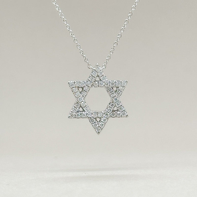 14K W Gold 0.28ctw H/SI1 Star Of David Diamond Pendant - Walter Bauman Jewelers