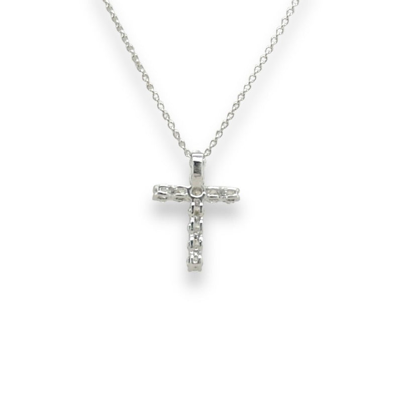 14K W Gold 0.32ctw H/SI1 Diamond Cross and Chain - Walter Bauman Jewelers