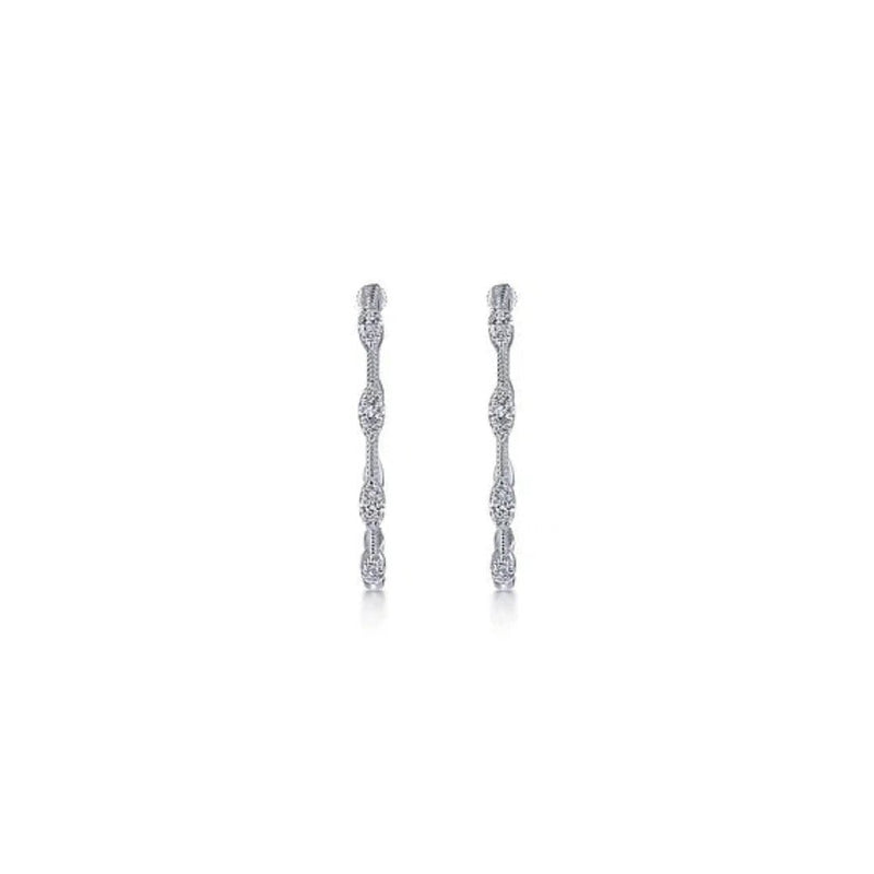 14K W Gold 0.41ctw Diamond Station Hoop Earrings - Walter Bauman Jewelers