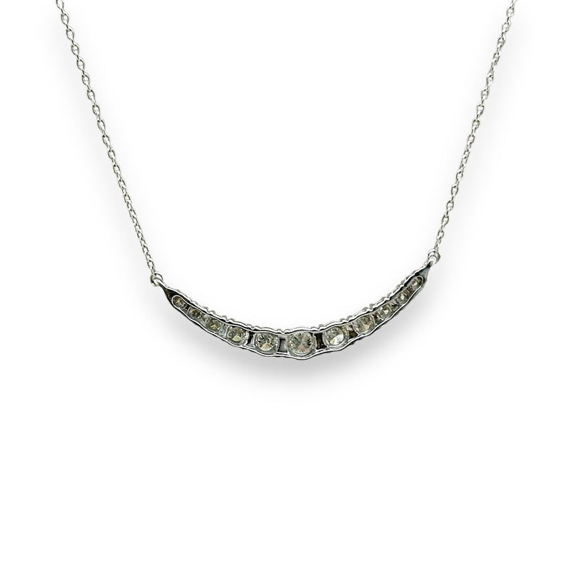 14K W Gold 0.44ct H/I1 Curved Bar Diamond Necklace - Walter Bauman Jewelers