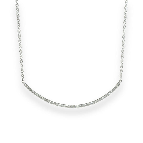 14K W Gold 0.50ct G/I1 Diamond Curved Bar Necklace - Walter Bauman Jewelers