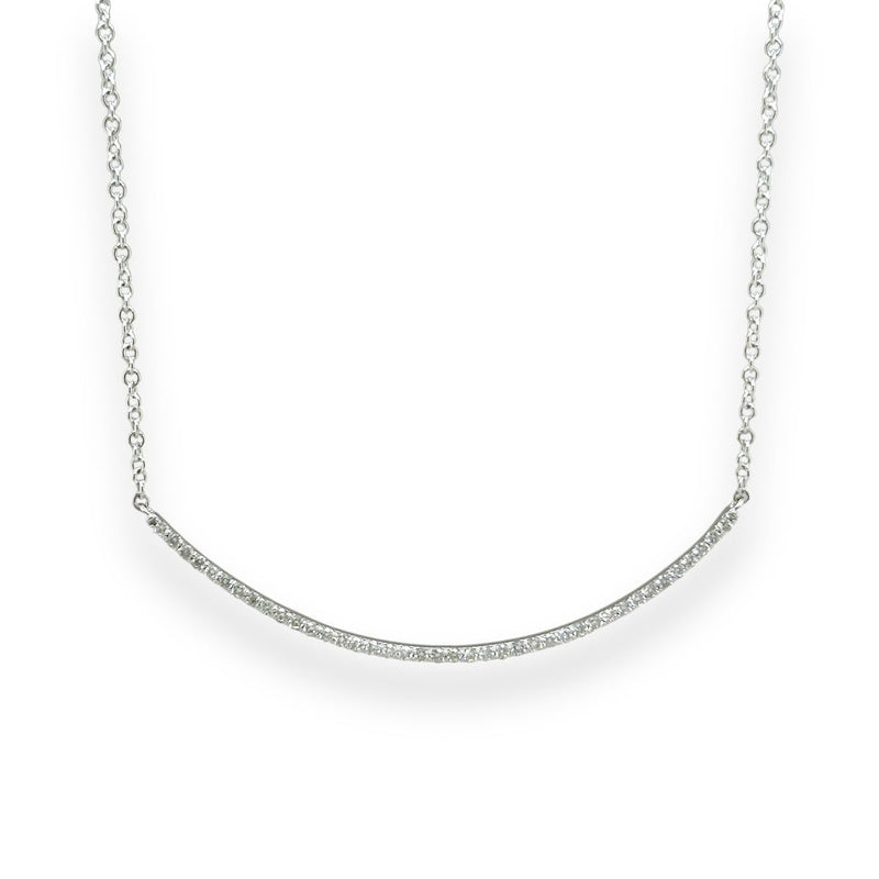 14K W Gold 0.50ct G/I1 Diamond Curved Bar Necklace - Walter Bauman Jewelers