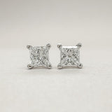 14K W Gold 0.50ctw D - E/VVS2 Lab - Created Princess cut Diamond Earrings - Walter Bauman Jewelers