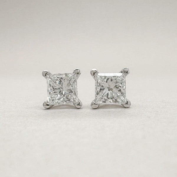 14K W Gold 0.50ctw D - E/VVS2 Lab - Created Princess cut Diamond Earrings - Walter Bauman Jewelers