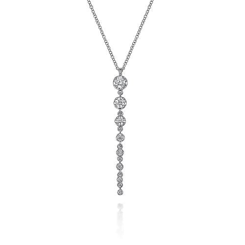14K W Gold 0.50ctw Graduating Vertical Diamond Necklace - Walter Bauman Jewelers