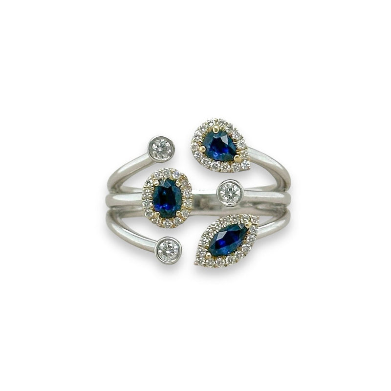 14K W Gold 0.56ctw Sapphire and 0.26ctw Diamond Ring - Walter Bauman Jewelers