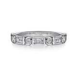 14K W Gold 0.57ctw G/VS2 Baguette and Round Diamond Band - Walter Bauman Jewelers