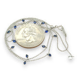 14K W Gold 0.65ctw Sapphire Drop Necklace - Walter Bauman Jewelers