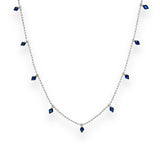 14K W Gold 0.65ctw Sapphire Drop Necklace - Walter Bauman Jewelers