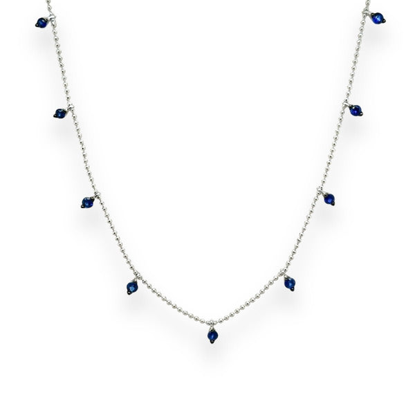 14K W Gold 0.65ctw Sapphire Drop Necklace - Walter Bauman Jewelers