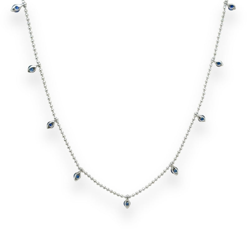 14K W Gold 0.65ctw Sapphire Drop Necklace - Walter Bauman Jewelers