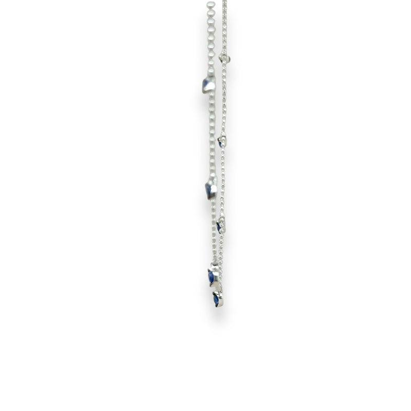 14K W Gold 0.65ctw Sapphire Drop Necklace - Walter Bauman Jewelers