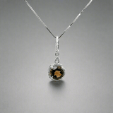 14K W Gold 0.67ct Smoky Quartz & 0.14cttw G/SI2 Diamond Halo Pendant - Walter Bauman Jewelers