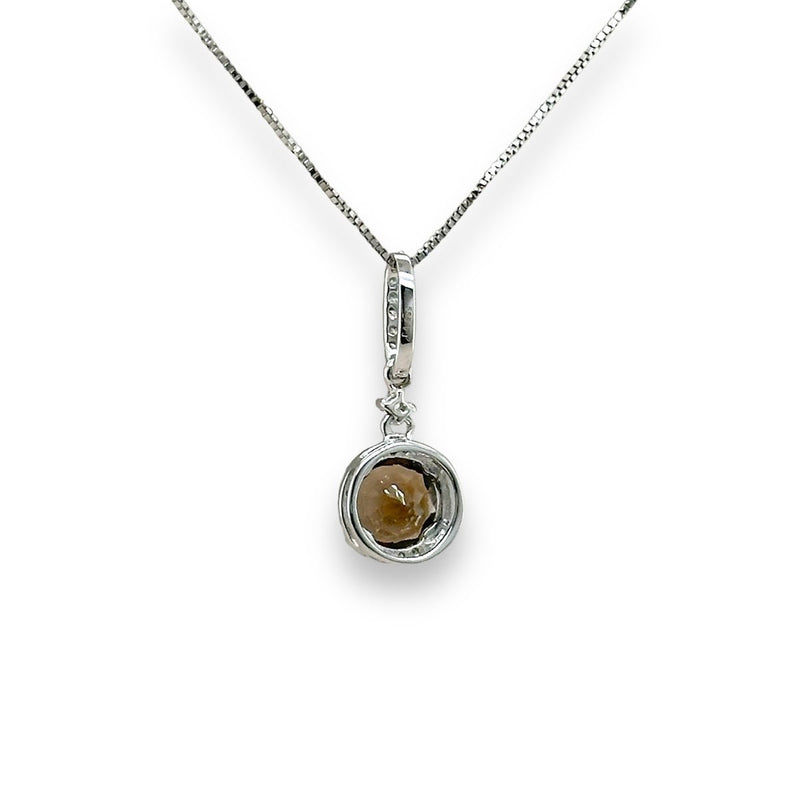 14K W Gold 0.67ct Smoky Quartz & 0.14cttw G/SI2 Diamond Halo Pendant - Walter Bauman Jewelers