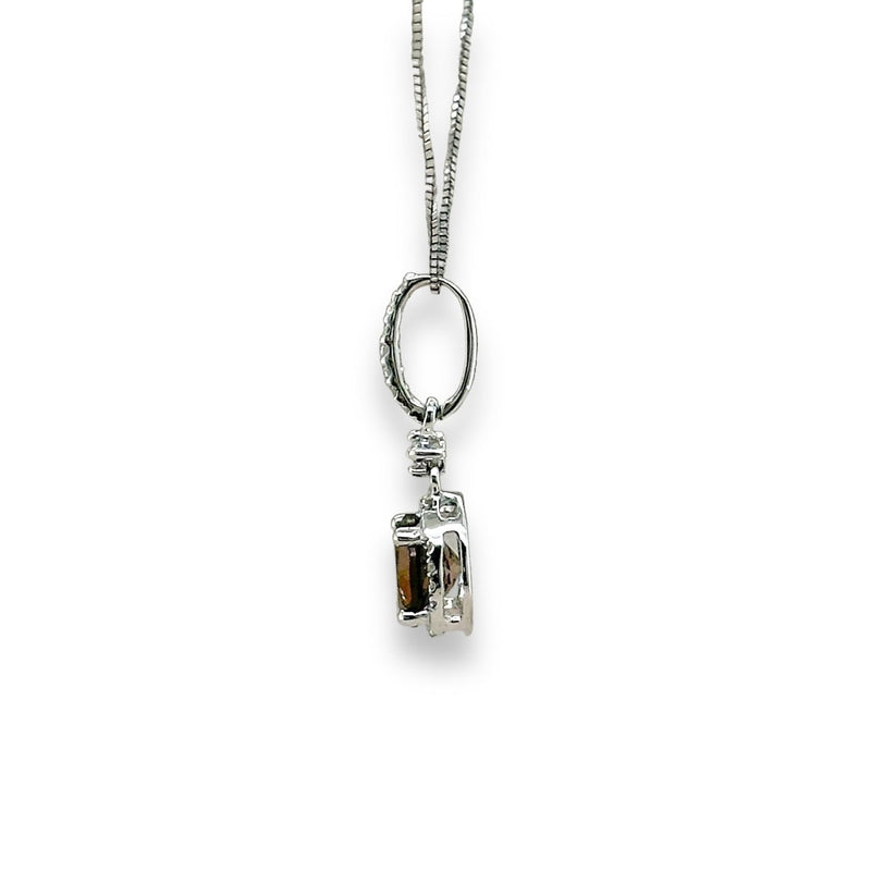 14K W Gold 0.67ct Smoky Quartz & 0.14cttw G/SI2 Diamond Halo Pendant - Walter Bauman Jewelers