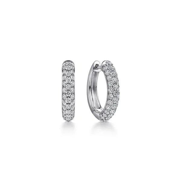 14K W Gold 0.75cttw Pave Diamond Huggie Earrings - Walter Bauman Jewelers