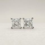 14K W Gold 0.75ctw D - E/VVS2 Lab - Created Princess cut Diamond Earrings - Walter Bauman Jewelers