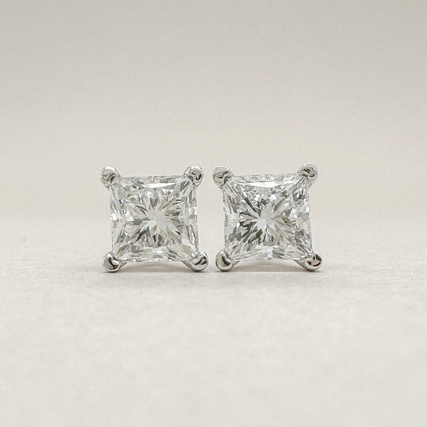 14K W Gold 0.75ctw D - E/VVS2 Lab - Created Princess cut Diamond Earrings - Walter Bauman Jewelers