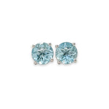 14K W Gold 1.39ctw 6mm Round Aquamarine Stud Earrings - Walter Bauman Jewelers