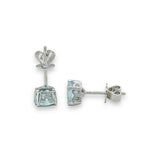 14K W Gold 1.39ctw 6mm Round Aquamarine Stud Earrings - Walter Bauman Jewelers