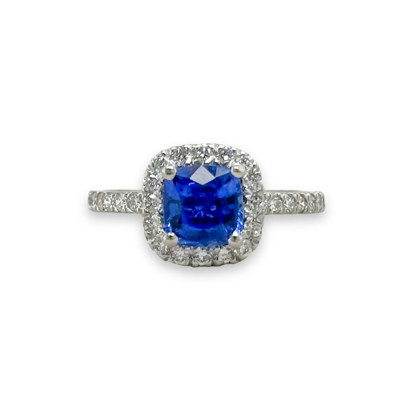 14K W Gold 1.46ctw Sapphire and 0.45ctw Diamond Ring GIA 6237112833 - Walter Bauman Jewelers