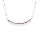 14K W Gold 16" 0.28ctw Diamond and 0.40ctw Rubies Curved Bar Necklace - Walter Bauman Jewelers