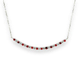 14K W Gold 16" 0.28ctw Diamond and 0.40ctw Rubies Curved Bar Necklace - Walter Bauman Jewelers