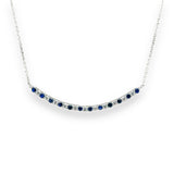 14K W Gold 16" 0.28ctw Diamond and 0.40ctw Sapphire Curved Bar Necklace - Walter Bauman Jewelers