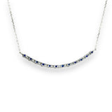 14K W Gold 16" 0.28ctw Diamond and 0.40ctw Sapphire Curved Bar Necklace - Walter Bauman Jewelers