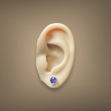 14K W Gold 1.64ctw 6.5mm Bezel Set Round Amethyst Earrings - Walter Bauman Jewelers