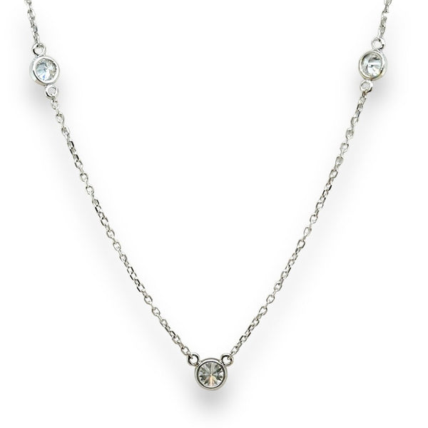 14K W Gold 17" 1.00ctw E/VS1 3 Lab Created Diamond Necklace - Walter Bauman Jewelers