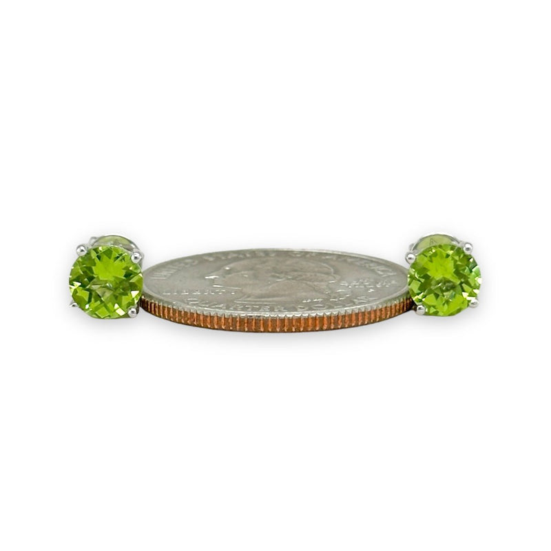 14K W Gold 1.85ctw 6mm Round Peridot Stud Earrings - Walter Bauman Jewelers