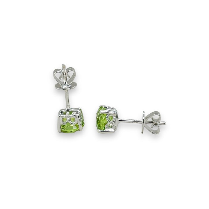 14K W Gold 1.85ctw 6mm Round Peridot Stud Earrings - Walter Bauman Jewelers