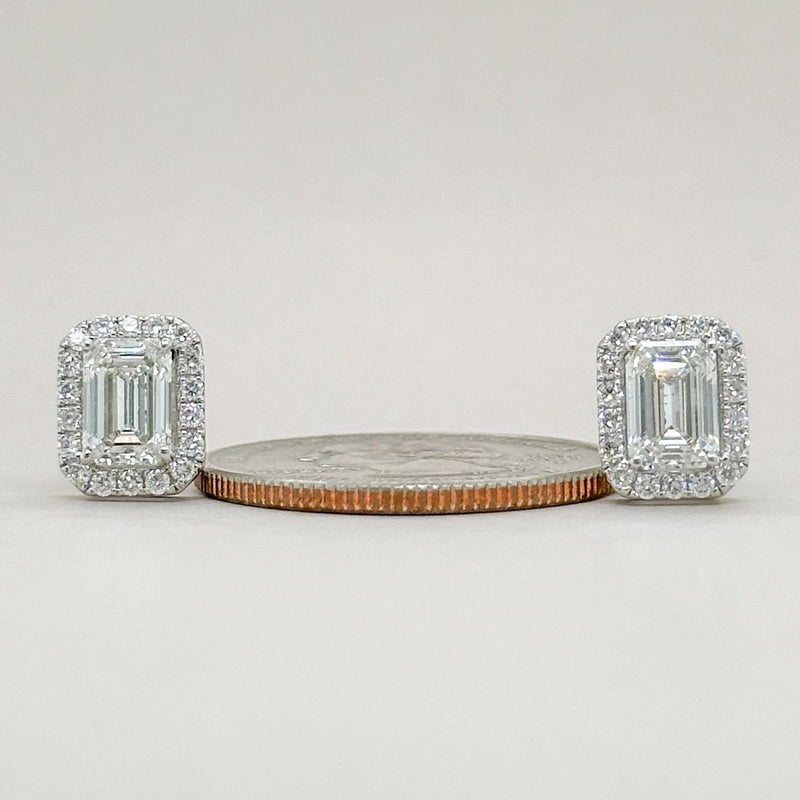 14K W Gold 2.45ctw F - G/VS1 Lab - Created Diamond Halo Earrings - Walter Bauman Jewelers