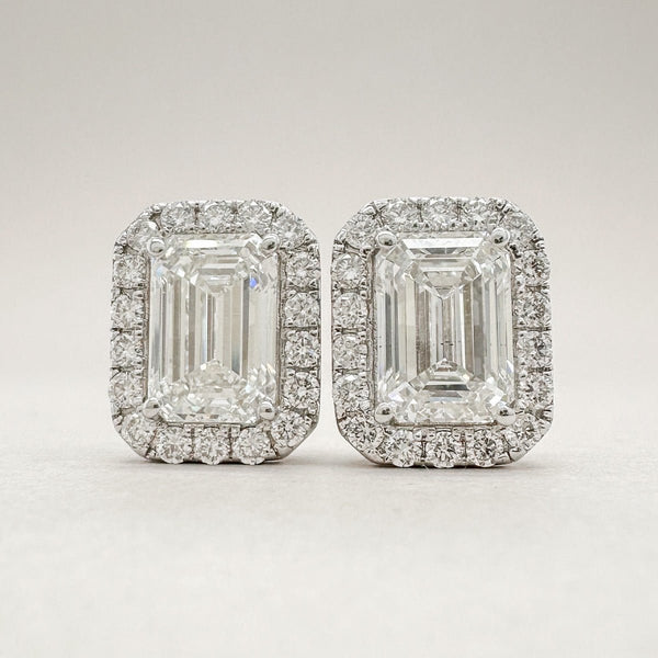 14K W Gold 2.45ctw F - G/VS1 Lab - Created Diamond Halo Earrings - Walter Bauman Jewelers