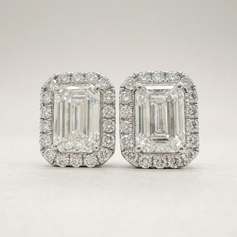 14K W Gold 2.45ctw F - G/VS1 Lab - Created Diamond Halo Earrings - Walter Bauman Jewelers