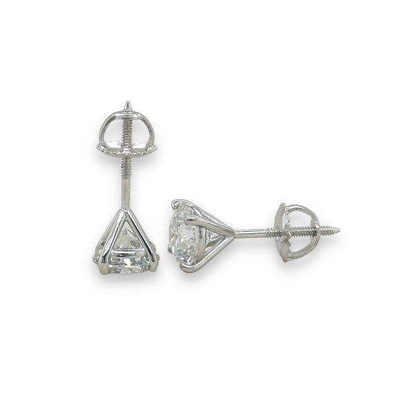 14K W Gold 2.50ctw F/VSI Lab Created Diamond Stud Earrings IGI Certified - Walter Bauman Jewelers