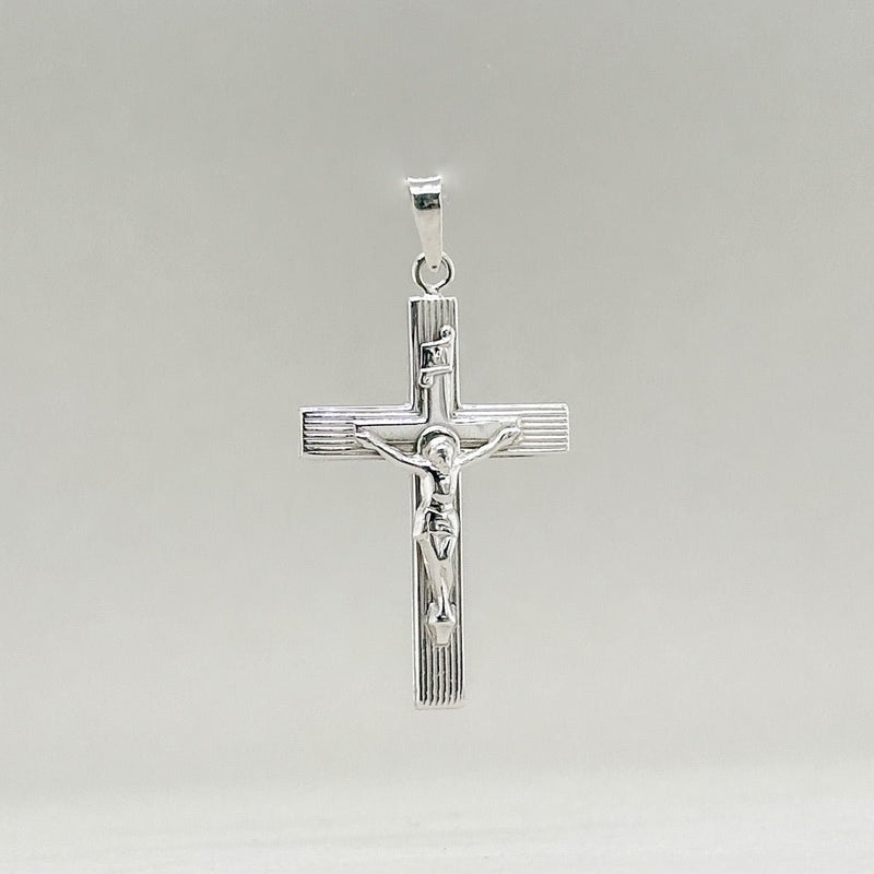 14K W Gold 27mm INRI Crucifix Pendant - Walter Bauman Jewelers