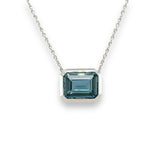 14K W Gold 3.10ct 8x10mm Emerald Cut London Blue Topaz Pendant - Walter Bauman Jewelers