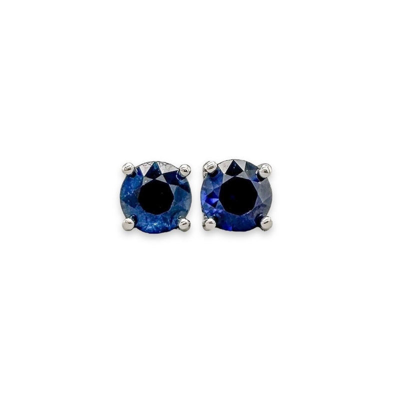 14K W Gold 4mm 0.72ctw Sapphire Stud Earrings - Walter Bauman Jewelers