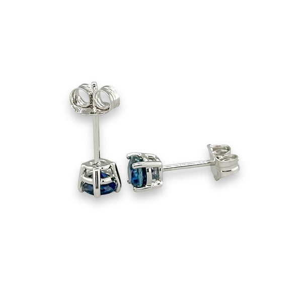 14K W Gold 4mm 0.72ctw Sapphire Stud Earrings - Walter Bauman Jewelers