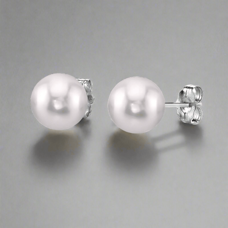 14K W Gold 5.5X6mm Cultured Akoya Pearl Stud Earrings - Walter Bauman Jewelers