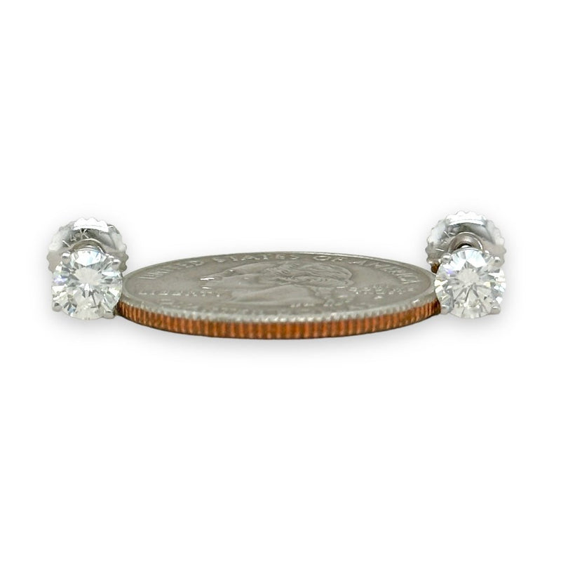 14K W Gold 5mm 1.00ctw I/I1 Diamond Stud Earrings - Walter Bauman Jewelers
